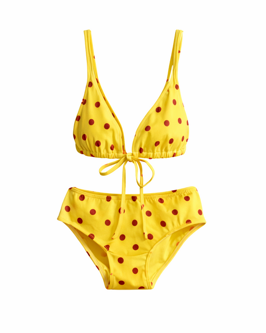 Vintage Yellow Polka-Dot Bikini